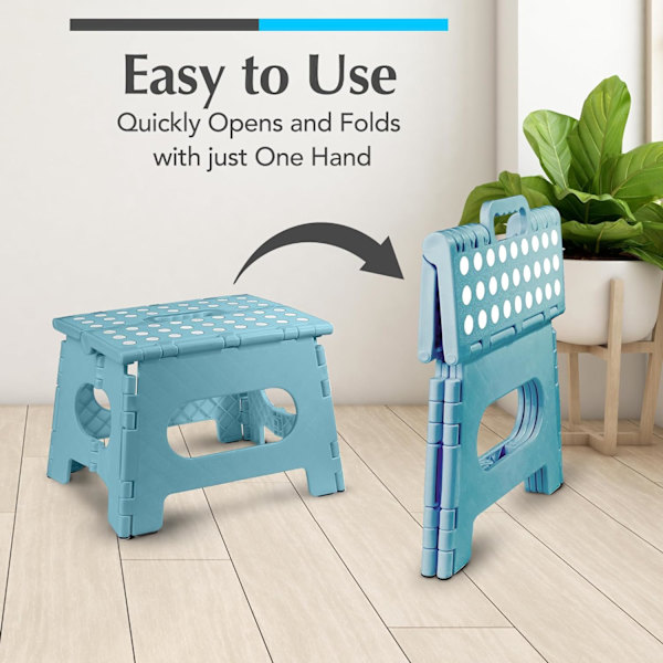 Sammenleggbar trinnkrakk - Den lette trinnkrakken er robust nok til å støtte voksne og trygg nok for barn. Åpnes enkelt med ett kast. Flott for Teal 9Inch  2PACK
