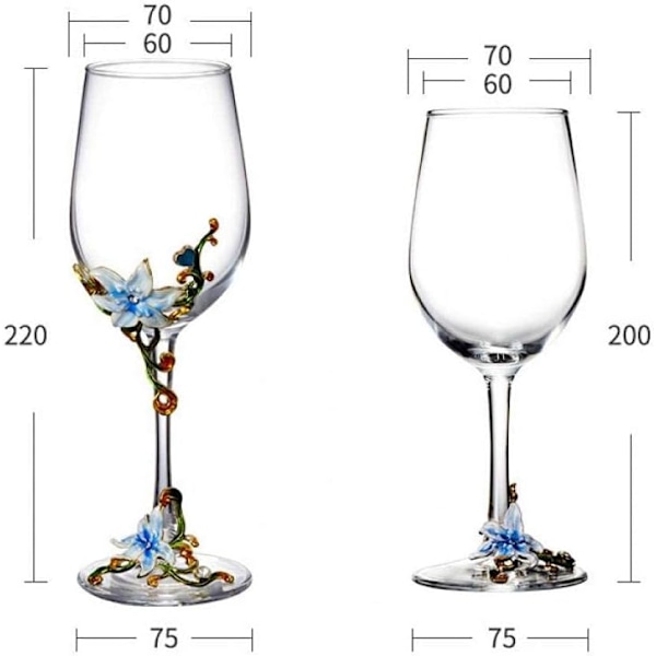 Håndmalede emaljerede blomster blyfri vinglas, 320 ml/10,8 OZ røde/hvide krystalvinglas (Pink cup lily) Pink Cup Lily