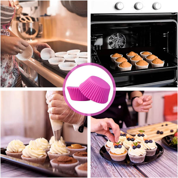 ll Rose Papir Cupcake Cases Bagekopper, Fedtsikre Cupcake Cases til Bagning, Mini Muffin Wrappers Cases Muffin Cups Cupcake Liner Bulk, Papeg Rose