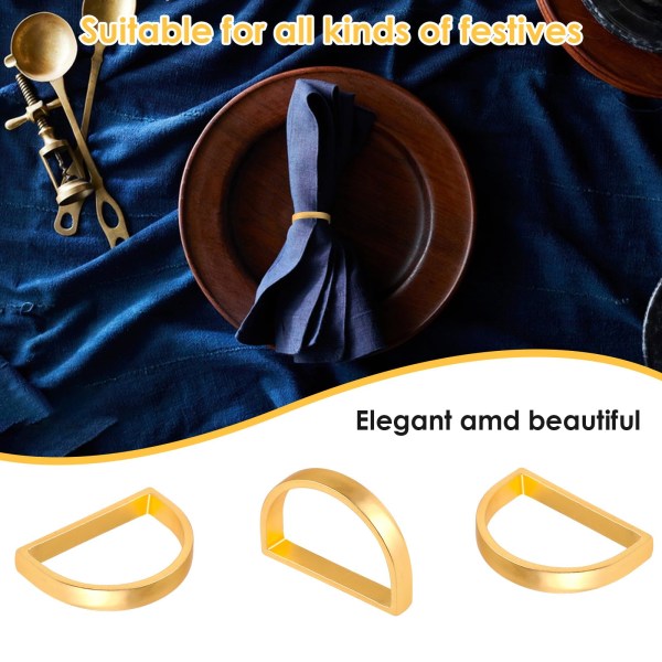 8 stk. Servietringe, Guld Servietholderringe Elegante Servietringe Metal Servietringe til Borddekoration Thanksgiving Middage (Guld)