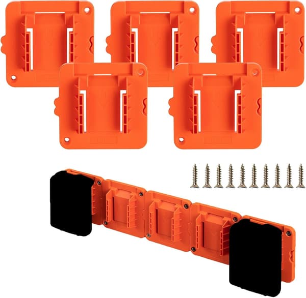 5-pack batterifästen för Black+Decker 20V batterimonteringsbaser (10 skruvar ingår, batterier ingår ej)