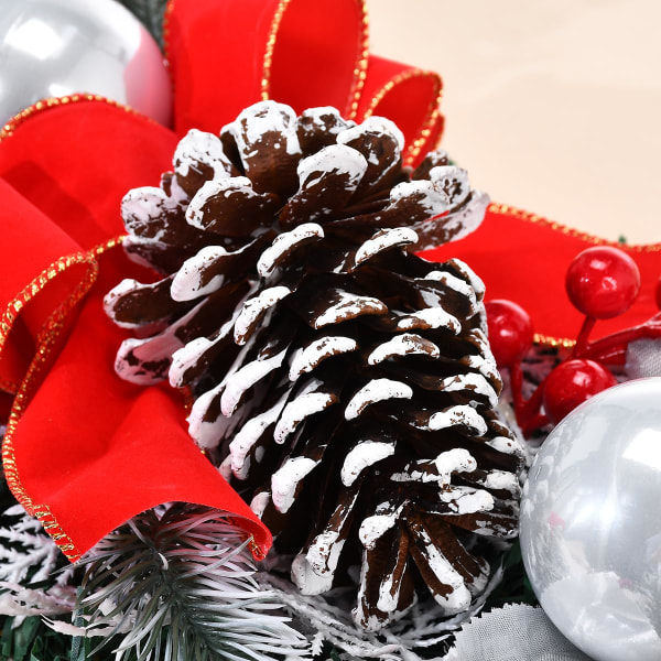 Julekrans for trapper, lyser opp juletrappbytte, trådløs Prelit trappebytte, trim krans, juletrappbytte (rød)