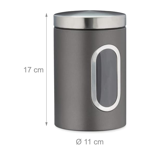 Lock, visningsfönster, 1,4L, för kaffe, mjöl, pasta, förvaringslåda, metall 700ml