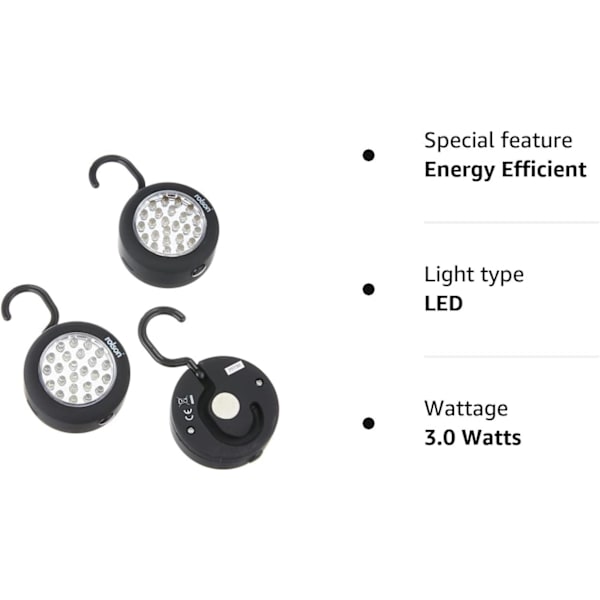 90005 3 stk. 24 LED-lampe med krog og magnet 3Pack 3Pack