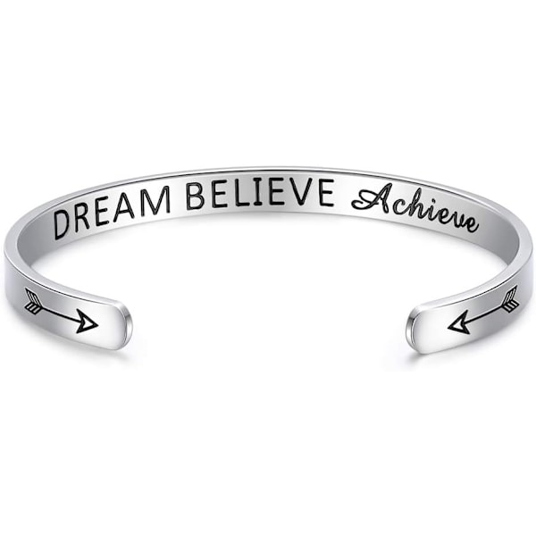 Vennskapsarmbånd for kvinner - Inspirerende vennskapsgaver til bestevenninnen, motiverende mansjettarmbånd for søstre, mor, lærergaver 1Dream believe achieve