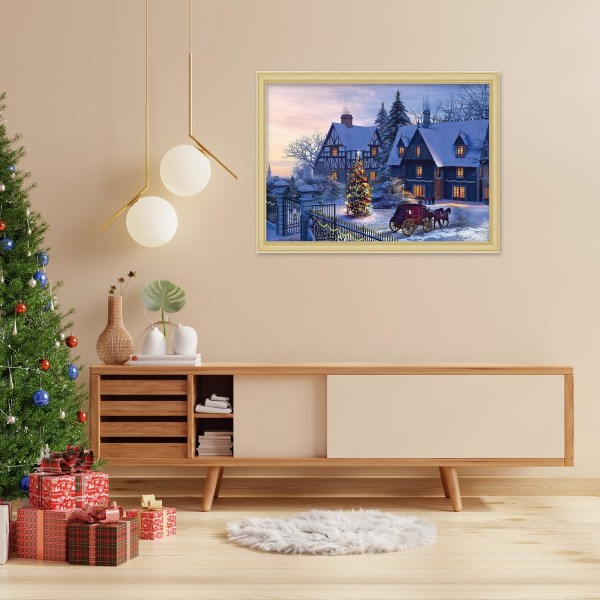 Jule-adventskalender - 1000 stk. Adventskalender 2023, julemandstræ-puslespil Julegaver til børn Voksne (ishytte, 1000 stk.)