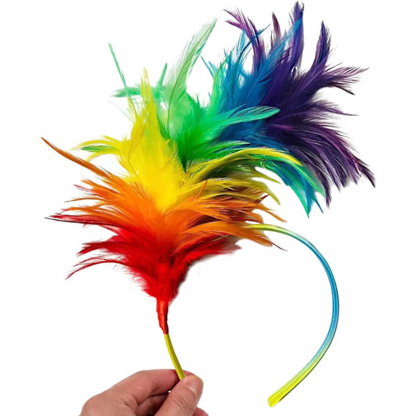 2 stk. regnbue fjer hovedbeklædninger, søde pandebånd, fest hovedbeklædning, kreative og praktiske hårtilbehør, pandebånd til kvinder Rainbow 2 count (Pack of 1)