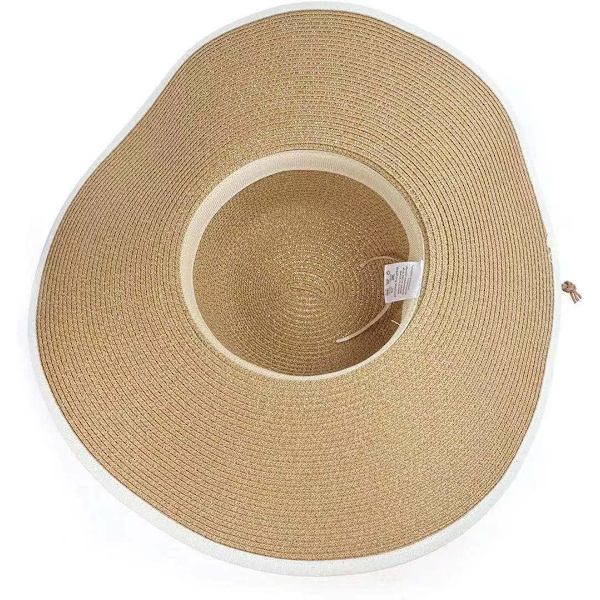 Kvinner Foldable Floppy Bred Brede Brede Solhatt Sommer Strandhatt UV UPF 50+ 05Style Khaki