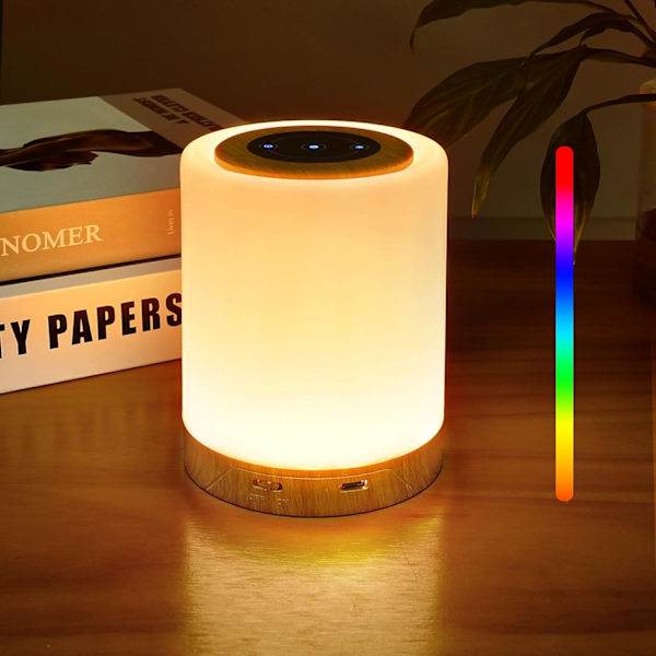 Nattlampa, LED-touchlampa för sovrum, färgväxlande lampa, dimbar USB-C-laddningsbar, varm ljus bordslampa sänglampa, bärbar sladdlös nattlampa Rgbw