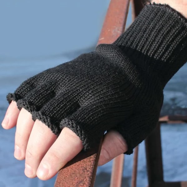 Fingervantar för män och kvinnor | Vinterstickade fingervantar för män, termiska med mjukt foder | Isolerade stickade termiska fingervantar för män