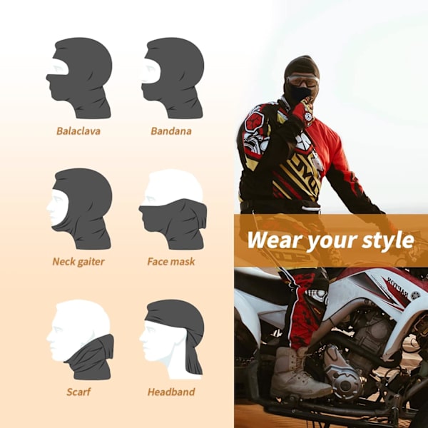 Balaclava-hiihtohuppu, UV-suoja miehille ja naisille, hiihtoon, lumilautailuun, moottoripyöräilyyn jne. Black One Size