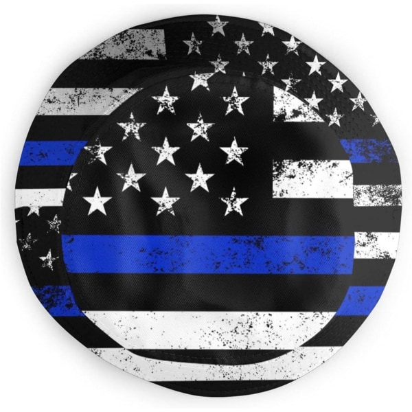 EN Hinkar Mode Solhatt Packbar Utomhus Fiskarehatt för Kvinnor och Män Thin Blue Line American Flag One Size