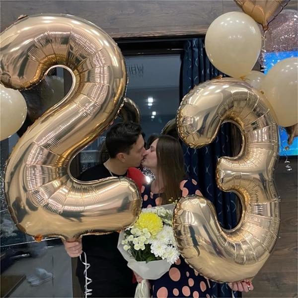 lloon Nummer 2 Champagne Guld, Stor Folie Ljus Guld Nummer Ballonger Set 0-9 för Kvinnor Män, Digital 2 Helium Ballonger för Pojkar Flickor 2:a Födelsedag A Champagne Gold Number 2