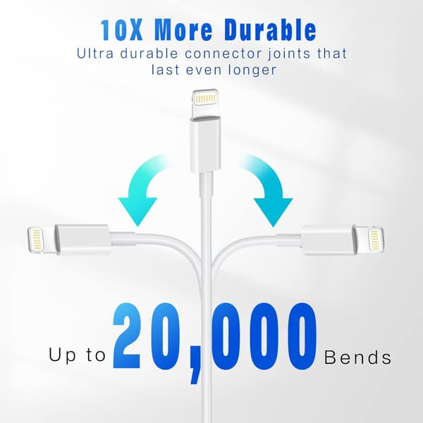 iPhone Laddningskabel 3-pack 2M MFi-certifierad Lightning-kabel Kompatibel med iPhone 11-14 XS XR X Pro Max Mini 8 7 6S Plus