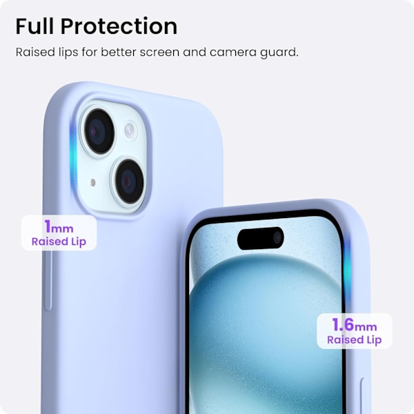 iPhone 15 Plus Case 6.7\", Thin Liquid Silicone 3 Layer Full Coverage Soft Gel Rubber 15 Plus iPhone Case 6.7 inch - Baby Blue