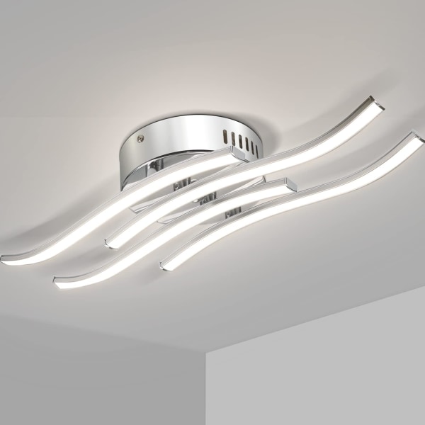LED-loftslampe, moderne loftsdesign buede loftslamper, 24W LED-armatur med 4 indbyggede LED-plader Naturlig hvid 4000K til stue