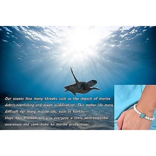 Ocean Sea Turtle Armbånd Gem Strandsmykker Til Kvinder Mænd 8mm Natursten Elastic Friendship Beads Armbånd (howlite)