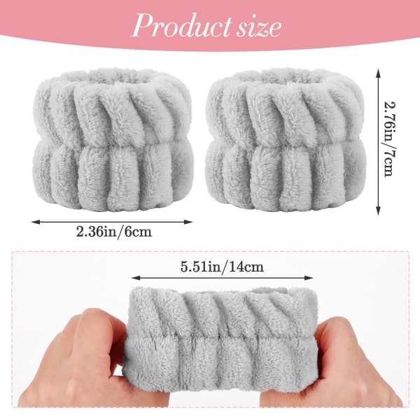 2 stk. Mikrofiber Håndledsvask Bånd til Kvinder, Absorberende Håndledsbånd Håndleds Svedbånd til Piger Forhindrer Vand i at Spilde Ned ad Dine Arme