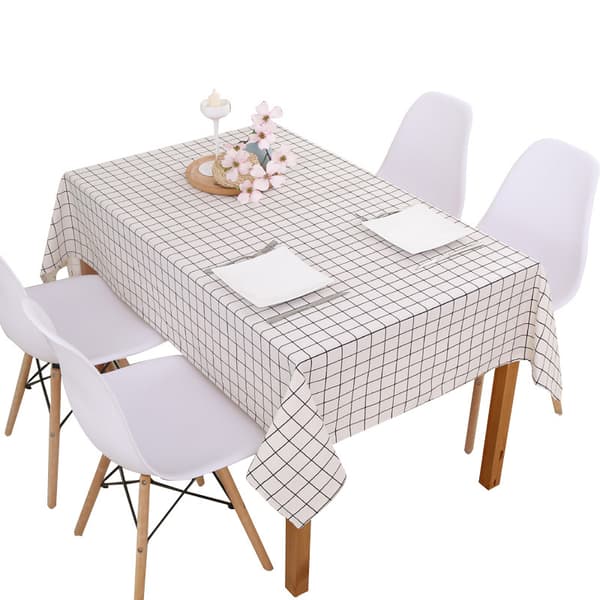 Rutig bomullsduk, rutig stuga gingham Easy Care-duk, 137 x 183 cm rektangulär, svart och vit