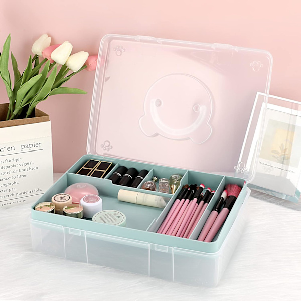 Läpinäkyvä Craft Stackable Säilytyslaatikko Säilytysalustalla Muovi 7-lokeroinen Monikäyttöinen Säilytysastia Lelujen, Taiteen ja Käsitöiden Säilyttämiseen ja Järjestämiseen Clear Blue