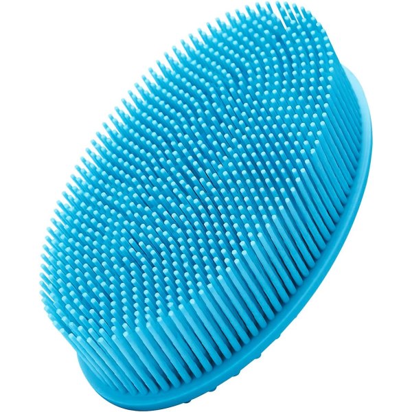 Silikonekropsbørste, blød kropsskrubber brusebørste til eksfolierende rengøringsbørste, behageligt ansigtsmassageværktøj (blå) Blue