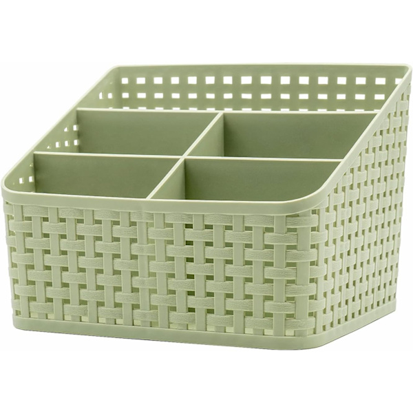 Oppbevaringskurv, Kosmetikkboks Organizer, Plast Oppbevaringsboks Skrivebord 5 Rutenett Under-rutenett Oppbevaringsboks Multifunksjonell Oppbevaring for Skrivebord Kontor Soverom C Green 5 Grid