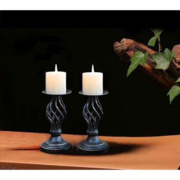 Svarta pelarljusstakar: Vintage ljusstakar för pelarljus, metalljusstakar jul påsk heminredning vardagsrum mantelpiece fest Black 22cm