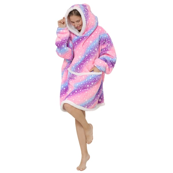 Oversized Blanket Hættetrøje - Sherpa Fleece Bærbart Tæppe til Unisex Voksne Kvinder Mænd, Fluffy Giant Komfortabel hættetrøje