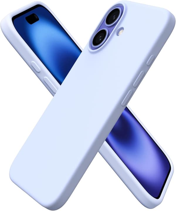 iPhone 16 Case 6.1\", Thin Liquid Silicone 3 Layers Full Coverage Soft Gel Rubber 16 Mobile Phone Case Cover 6.1 inch - Baby Blue