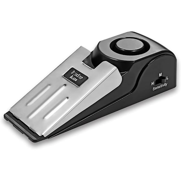 Mini langaton tärin laukaisema kiilamainen ovenpysäytin hälytys koti turvajärjestelmä ovipysäytin hälytyslohko estojärjestelmä musta (1 kpl) Black&silver Pack of 1