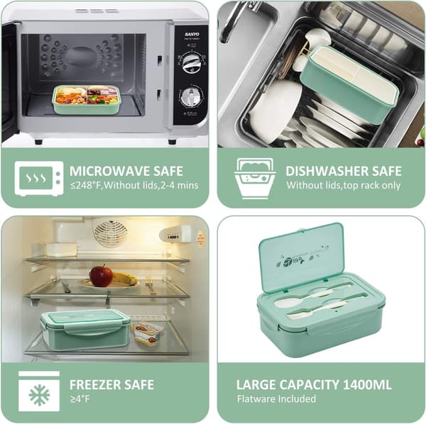 Bento Lunch Boxes for Adults - Kids Lunch Box with Spoon & Fork - Durable Perfect Size BPA-Free