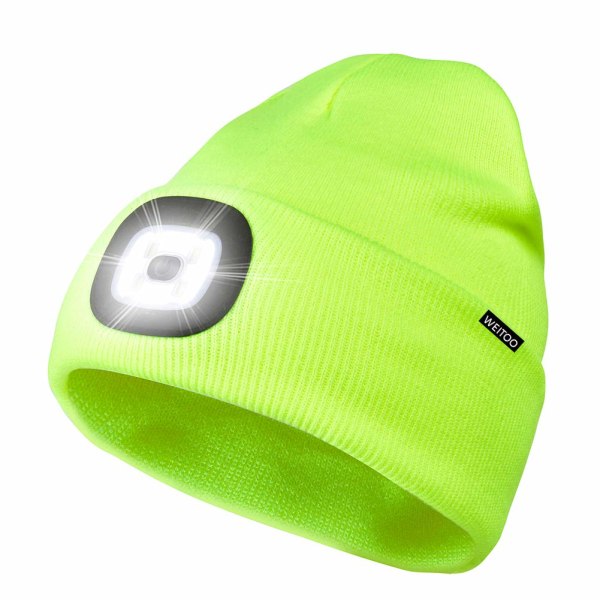 Unisex LED-opplyste luehette, USB-oppladbar løpehatt Super Bright handsfree frontlys fakkelhatt, LED-hatt for løping (Fkuorescerende gul)