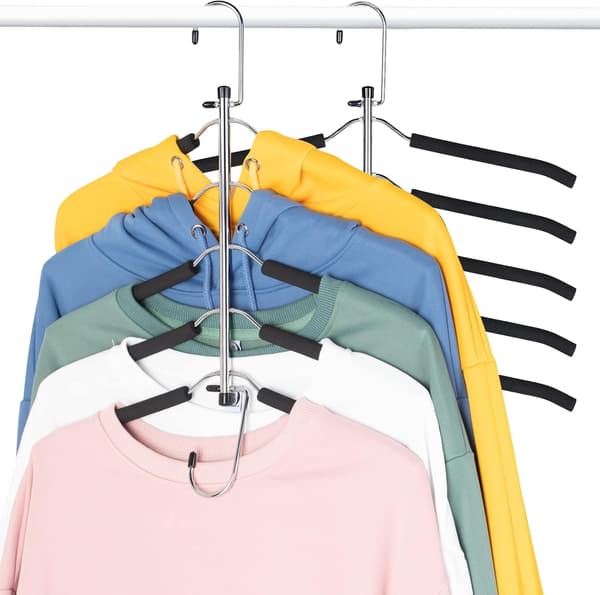 2-pack Space Saving Hangers - Upgraded Non-Slip Multi-Layer Hangers for Closet