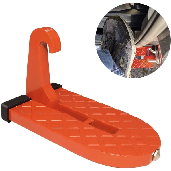 r Step, Ajoneuvon kynnysaskelmat Taita kattoteline Universaali Auto Latch Hook U-muotoinen poljin turvavasaralla Kumityyny useimmille SUV, RV, Truc Orange