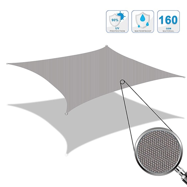 Rectangular Sun Shade Sail - Grey - 3x2.5m - UV Resistant - Mounting Kit Included - Rectangular Waterproof PES