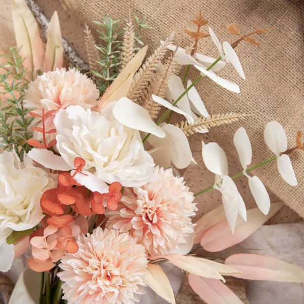 Kunstige blomster i vase, falske silkeblomster, bordpynt til bryllup og hjemmedekor (pion, løvetann) Peony Dandelion