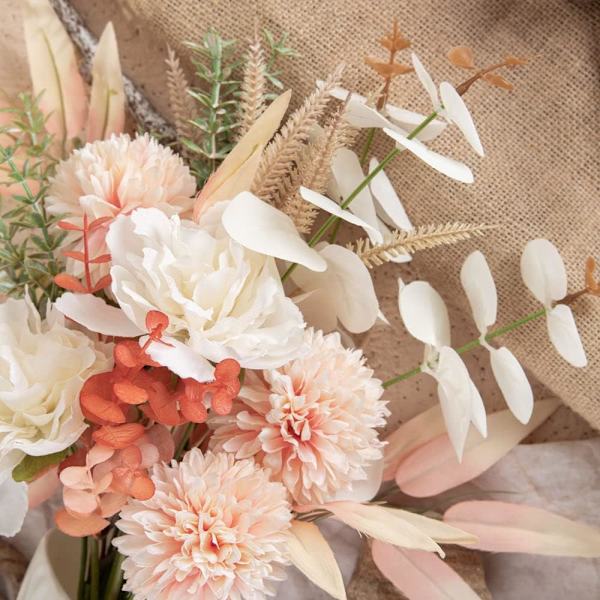 Kunstige Blomster i Vase Faux Silke Blomster Bord Midterstykker til Bryllup Hjem Indretning (Pæon Mælkebøtte) Peony Dandelion