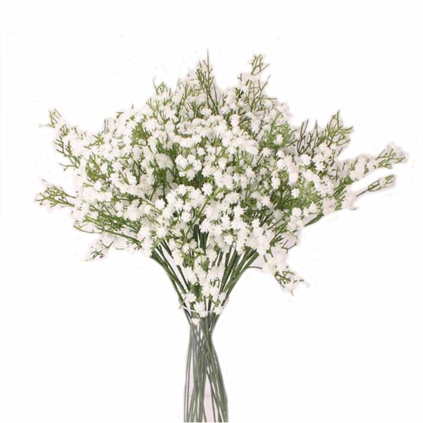 5 stk. kunstige blomster, falske blomster silke plastik kunstig brudeslør realistiske blomsterarrangementer bryllupsdekoration bordpynt (hvid)