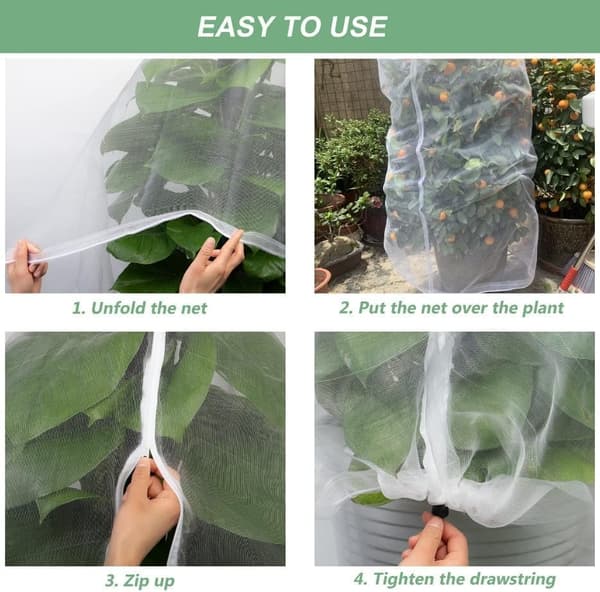2 pcs insect net with drawstring, pest net, vegetable net, fine mesh insect net, bird protection net, garden net (1.8 m x 1.8 m)