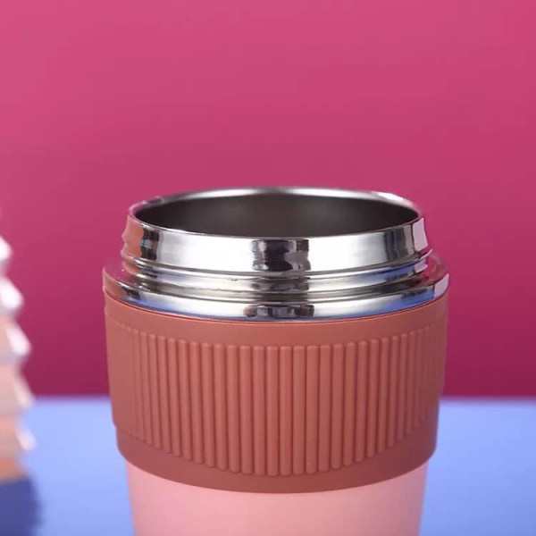 Kahvikuppi vuotamattomalla kannella kuumille ja kylmille juomille 480 ml (vaaleanpunainen)