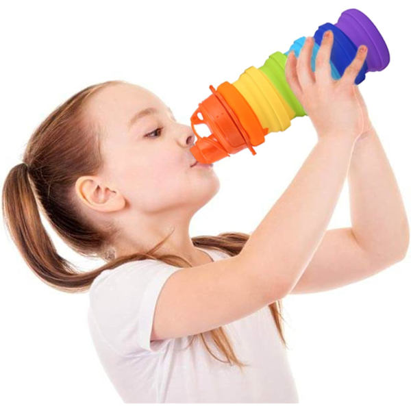 2 kpl Sateenkaari Silikoninen Kasaantaittuva Vedenpullo Uusiokäyttöinen Kannettava Taittuva Vedenpullo BPA-vapaa Turvallinen ja Terveellinen Vuotamaton Urheiluun Vaellukseen Assorted Rainbow2pcs