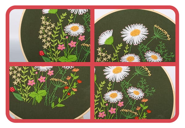Embroidery Kit for DIY Embroidery Starter Set for Adults Beginners - Stamped Floral Pattern with Instructions, Threads, and Needles
