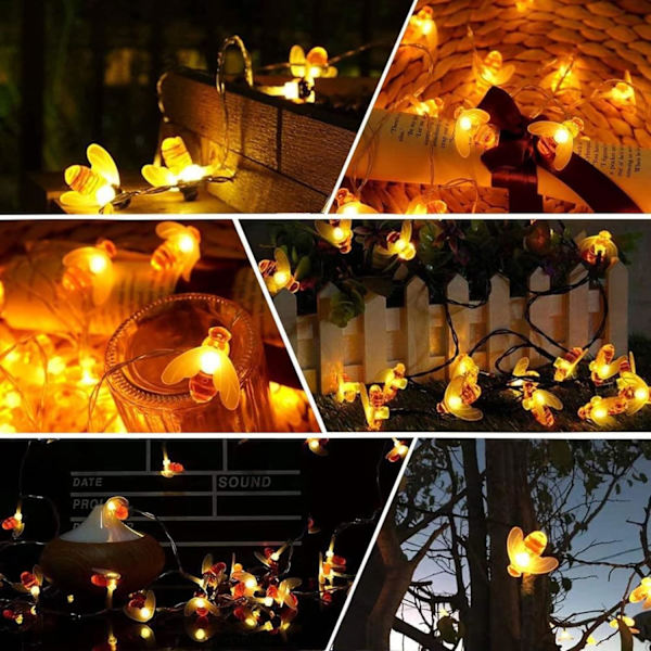 2-pack Solcellslampor för trädgård, Bi-formade Fairy String Lights, Varmvit, 6,5M 8 Ljuslägen 30 LED Vattentäta Utomhus/Inomhus Trädgårdsbelysning 2packs 30LED