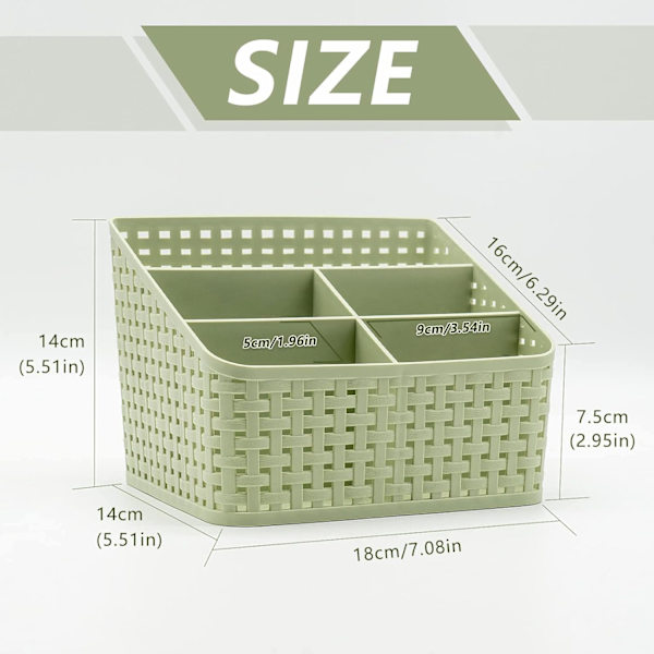 Oppbevaringskurv, Kosmetikkboks Organizer, Plast Oppbevaringsboks Skrivebord 5 Rutenett Under-rutenett Oppbevaringsboks Multifunksjonell Oppbevaring for Skrivebord Kontor Soverom C Green 5 Grid