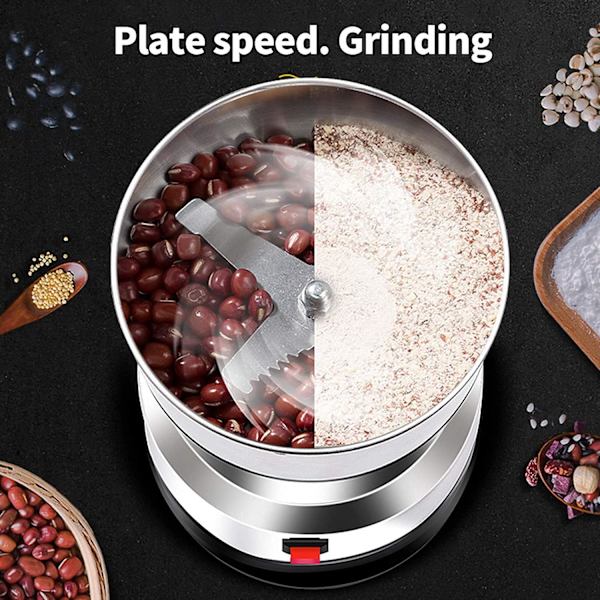 Elektrisk kaffekvern Kvernmølle Bønne Nøtt Krydder Kvern Matt Rustfritt Blender Silver
