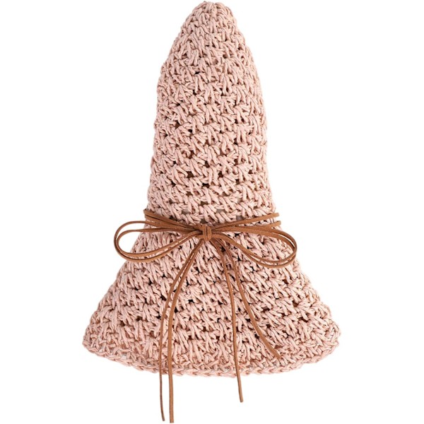 Solhatt i halm för kvinnor, damer, hopfällbar, bredbrättad, med rosett, justerbar, strandhatt, elegant hinkhatt, UPF 50 UV-skydd, bekväm Pink One Size