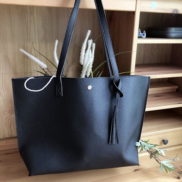 Tote taske til kvinder, damehåndtaske, blød PU læder stor kapacitet kvinders top håndtaske skuldertaske Black