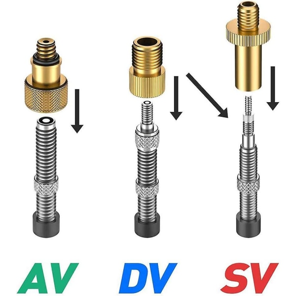 Sykkelventil Adapter Kit, Sykkelventil Adapter Bilventil Med Tetningsring For Sykkelpumpe, Fotpumpe, Ballpumpe, Etc.