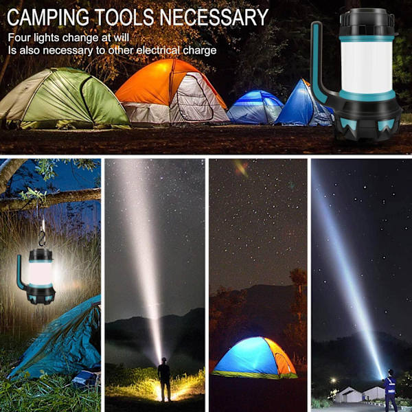 Uppladdningsbar campinglampa, campinglykta med 1000 lumen, multifunktionell LED-campinglampa med 6 lägen vattentät utomhusstrålkastare Torch Lanterns Torch Lanterns