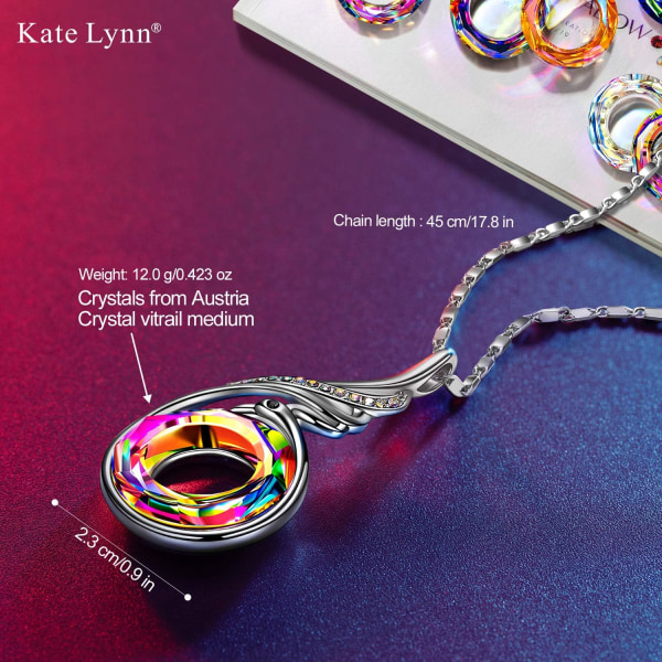 Halsband för kvinnor Smycken Presenter till henne, Fjärilskristaller Hänge Halsband, Kristaller från Österrike, Alla hjärtans dag Mors dag Anni Crystal Vitrail Medium